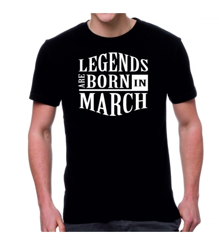 Черна мъжка тениска - Legends are born in March