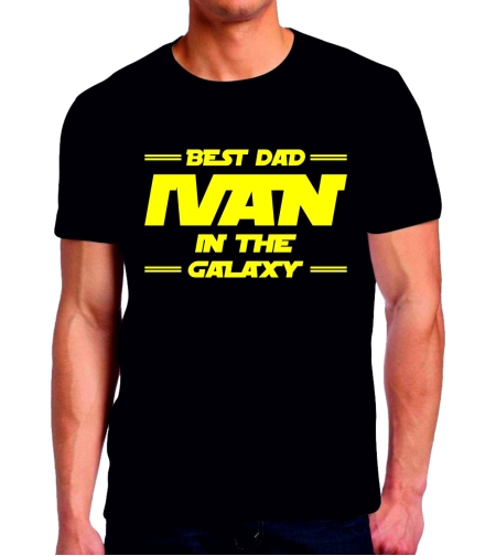 Черна тениска - Best dad Ivan in the galaxy