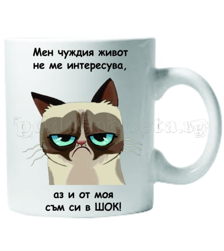 Бяла керамична чаша - Grumpy Cat 33