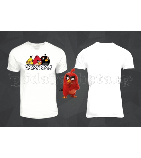 Бяла мъжка тениска - Angry Birds 4