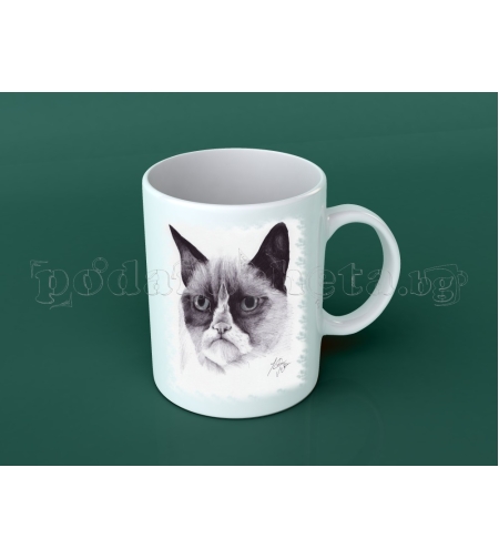 Бяла керамична чаша - Grumpy Cat 44
