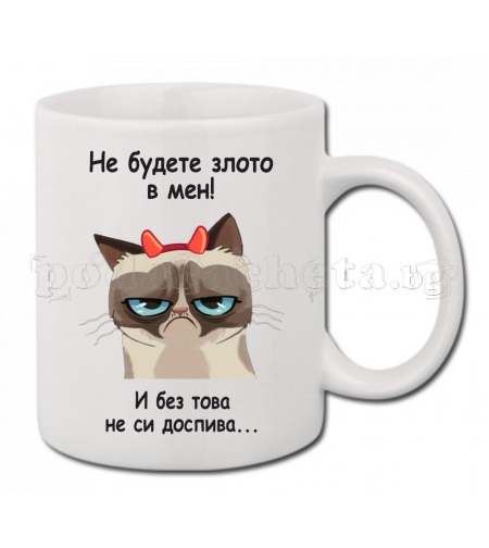 Бяла керамична чаша - Grumpy cat 8