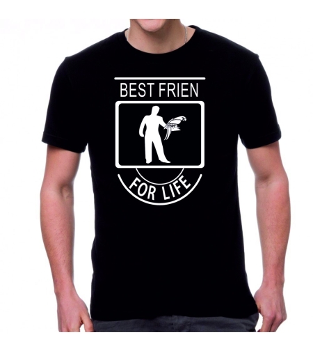 Черна мъжка тениска - Best friends for life - Папагал