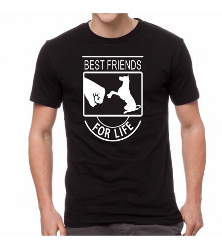 Черна мъжка тениска - Best Friends For Life - Куче