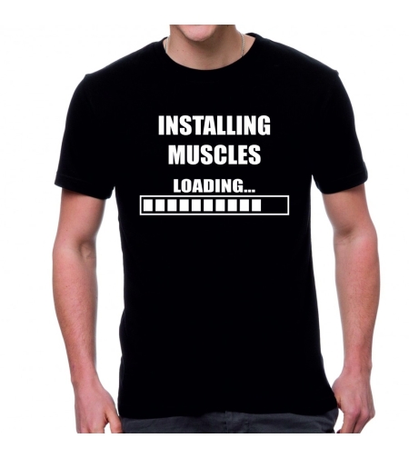 Черна мъжка тениска - Installing muscles