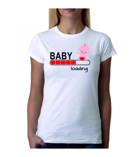 Бяла дамска тениска - Baby loading - за момиче