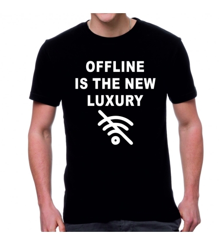 Черна мъжка тениска - Offline is the new luxury