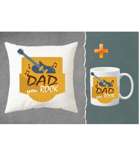 Комплект възглавница + чаша - Dad, you rock!