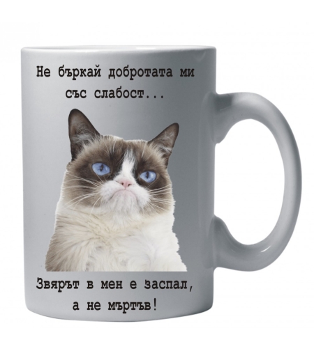 Бяла керамична чаша - Grumpy Cat 48