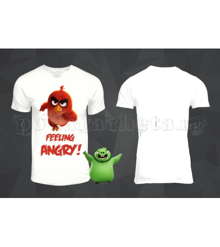 Бяла мъжка тениска - Angry Birds 5