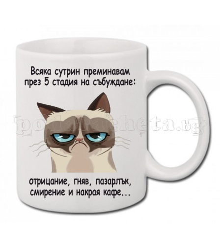 Бяла керамична чаша - Grumpy Cat 20