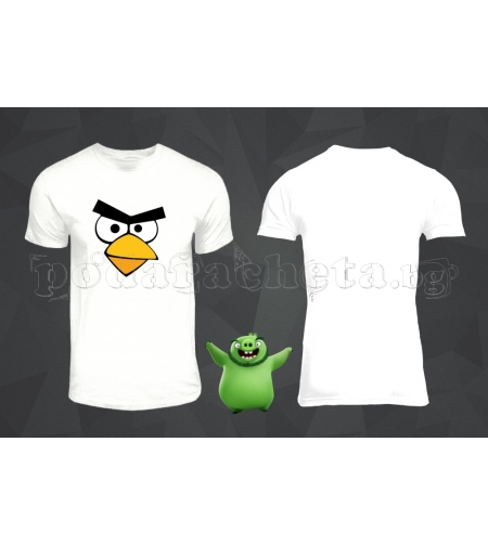 Бяла мъжка тениска - Angry Birds 1