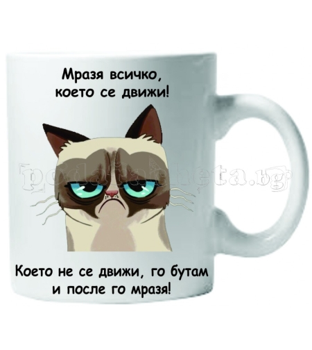 Бяла керамична чаша - Grumpy Cat 23