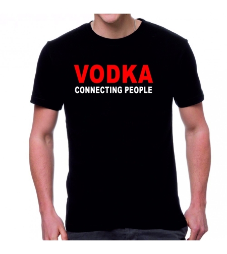 Черна мъжка тениска - Vodka - connecting people