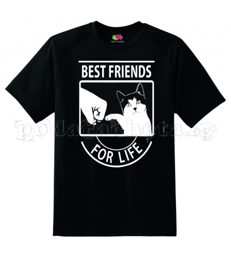 Черна мъжка тениска - Best Friends For life - Котка