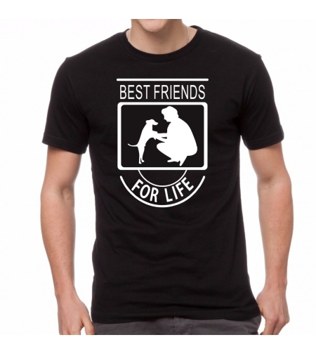 Черна мъжка тениска - Best Friends For Life - Куче 2
