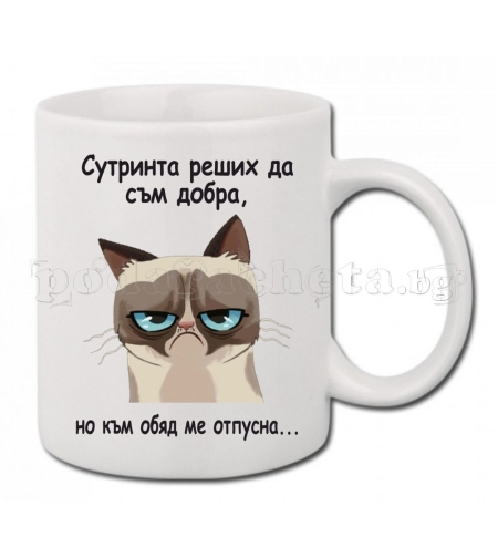 Бяла керамична чаша - Grumpy Cat 17