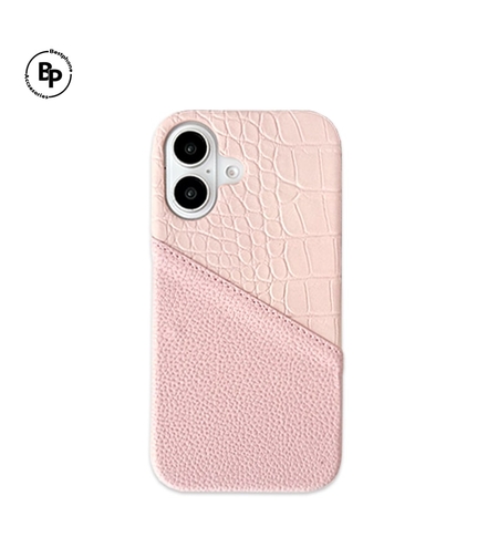 Кожен Гръб Croco Leather iPhone 16 Pink