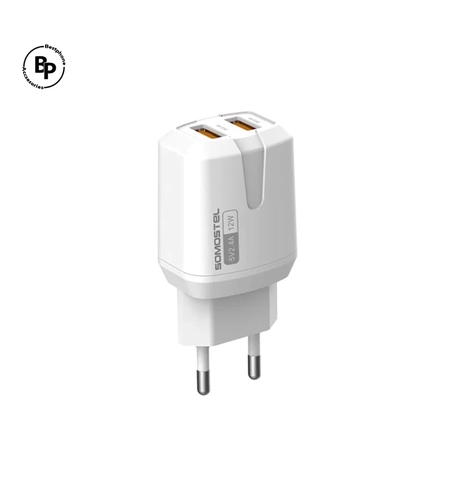 Зарядно Somostel A139, Двойни USB Гнезда, USB - Lightning (12W) (2.4A) White