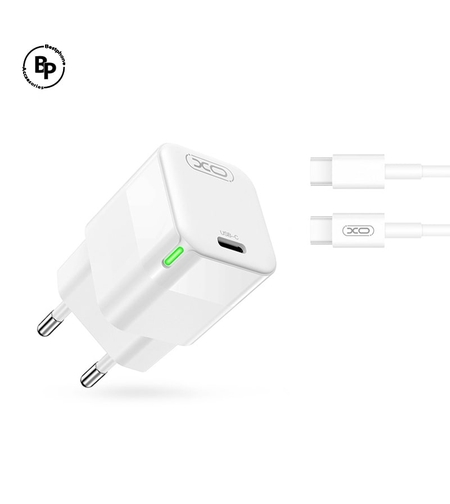 Зарядно XO CE06 PD, Type-C - Type-C (30W) White