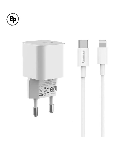 Зарядно Somostel SMS-Q10 QC, Type-C - Lightning (20W) White