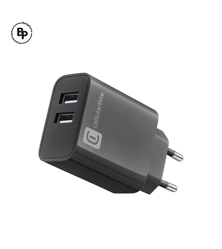 Cellularline Multipower Адаптер 2x Гнезда Usb (24W) Black
