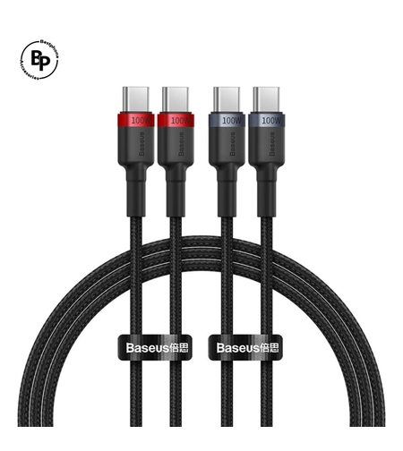 (Baseus) 2 броя Кабел Cafule Type-C - Type-C, (1m) (100W) Grey/Red