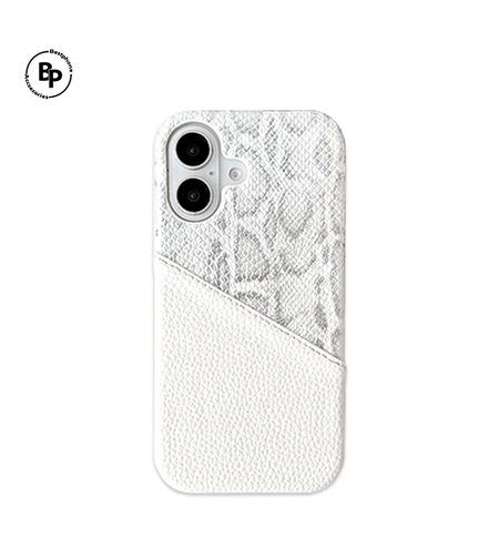 Кожен Гръб Croco Leather iPhone 16 White