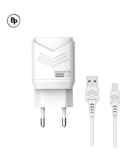 Зарядно Somostel SMS-A36, Двойни USB Гнезда, USB - Lightning (12W) (2.4A) White