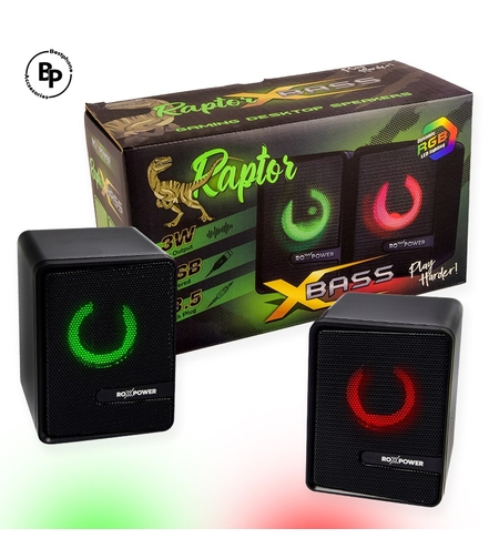 Гейминг аудио колони 2.0 ROXPOWER RAPTOR X-BASS с пасивна бас мембрана