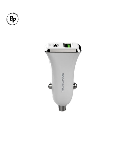 Зарядно за кола Somostel SMS-A42, Двойнни гнезда USB/Usb-C, QC3.0 (2.4A) White