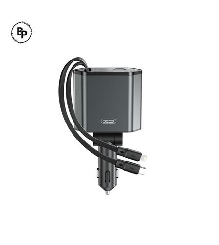 Зарядно за кола XO CC62 Гнезда Usb/Type-C, Кабел Type-C / Lightning (104W) Grey