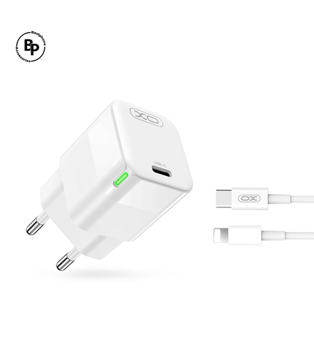 Зарядно XO CE06 PD, Type-C - Lightning (30W) White