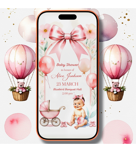 Personalized Baby Shower Video Invitation – Pink Floral Baby Girl Design