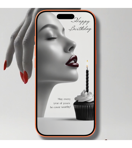Luxury Black and White Birthday Video Greeting Card – Elegant Magazine Cover Style Digital Animated Birthday Card