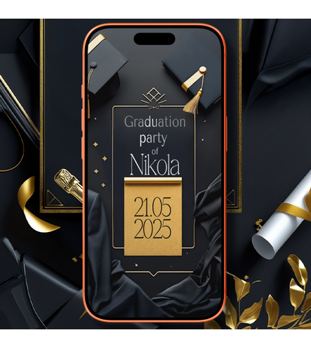 Luxury Black & Gold Digital Graduation Ball Invitation – Elegant Prom Video Invite