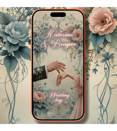 Renaissance Style Wedding Invitation – Elegant Hands & Dusty Rose Florals