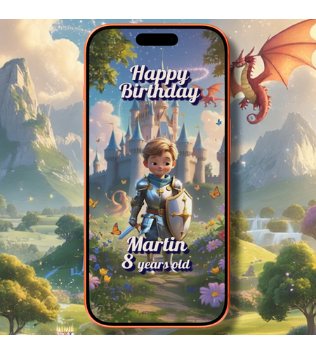 Knight-Themed Birthday Video Invitation | Fun Medieval Digital Invite