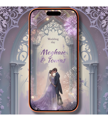 Purple Floral Wedding Video Invitation – Romantic Fairytale Digital Invite