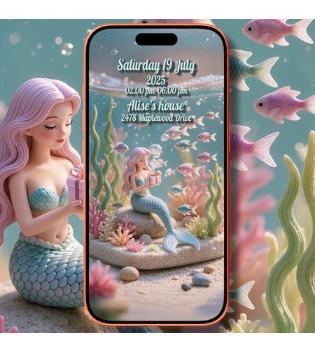 Mermaid Birthday Video Invitation – Magical Under the Sea Digital Invite for Girls Party