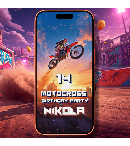 Motocross Birthday Video Invitation