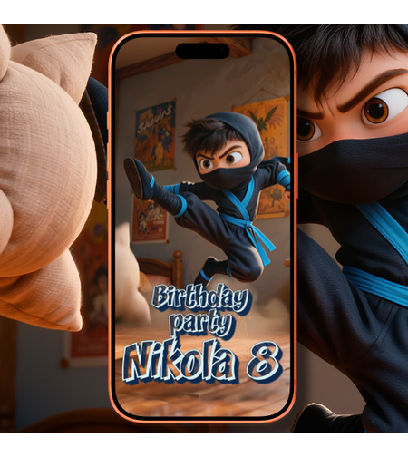 Ninja Birthday Video Invitation - Animated Ninja Party Invite for Kids