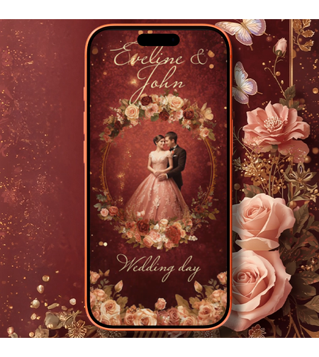 Luxury Burgundy Wedding Video Invitation