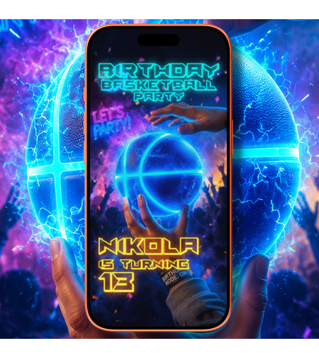 Epic Basketball Birthday Video Invitation | Digital Party Invite