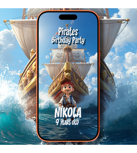 Pirate Digital Video Birthday Invitation for Kids