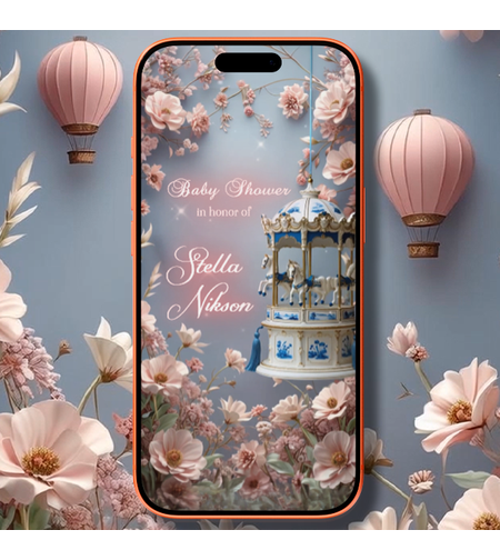 Carousel Baby Shower Video Invitation | Personalized Digital Baby Shower Invite