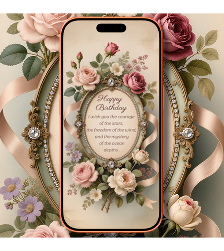 Elegant Floral Birthday Digital Video Greeting Card – Beautiful Animated Ecard