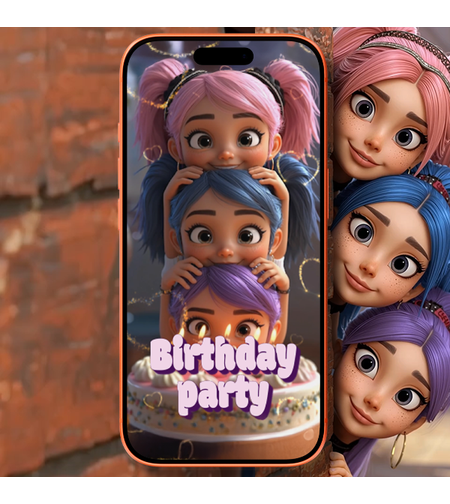 Girls Birthday Party Digital Video Invitation