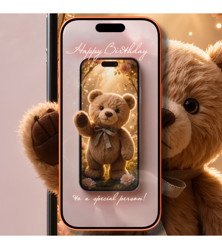 Cute Talking Teddy Bear 3D Animated Birthday Video Greeting Card