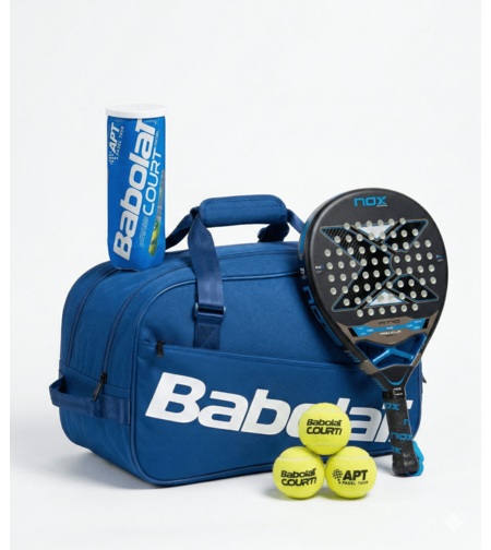 Комплект сак EVO COURT S DARK BLUE + Nox AT10 Pro Cup Soft by Agustin Tapia + топки  COURT PADEL X3